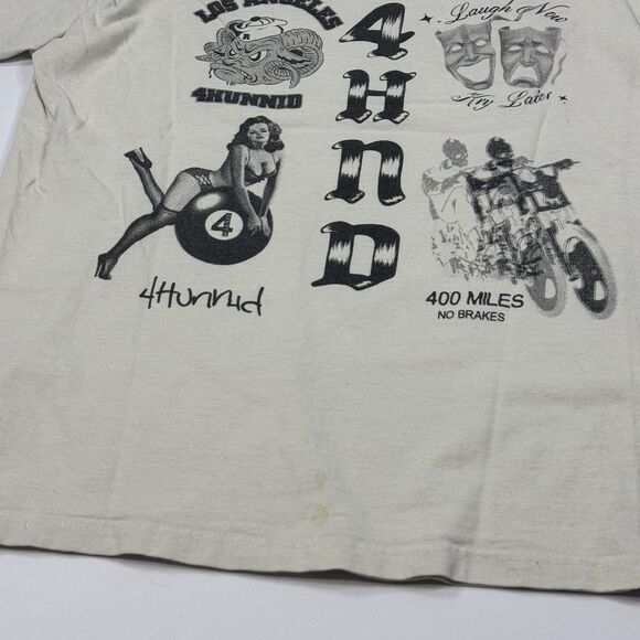 4Hunnid Mens Big Logo Double Sided Skate T-Shirt White Size L - Picture 6 of 9